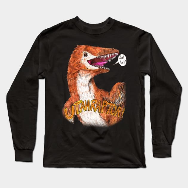 Utahraptor Long Sleeve T-Shirt by Fudepwee